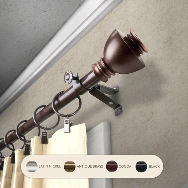 Kd 0.8125 in. Kingsly Curtain Rod with 48 to 84 in. Extension, Cocoa KD3717579 - main